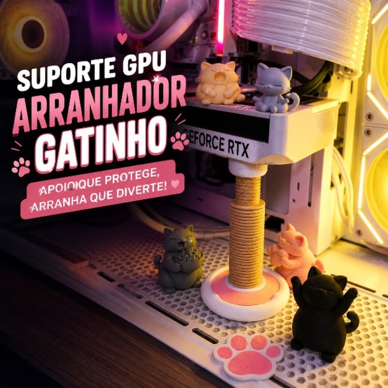 Suporte para Placa de Vídeo INFOTEC 3D Arranhador de Gatinho G (90–140 mm)