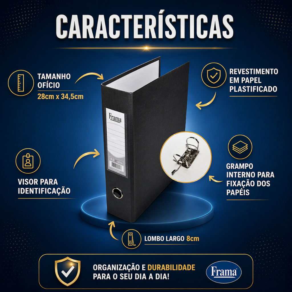 Kit 20 Pasta Fichário Ofício Az Registradora Largo Arquivo C/ Nota