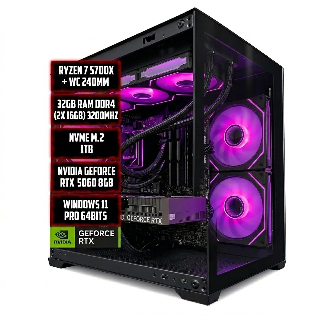 PC GAMER SHARINGAN 5700X, NVME 1TB, 32GB, NVIDIA RTX 5060 8GB