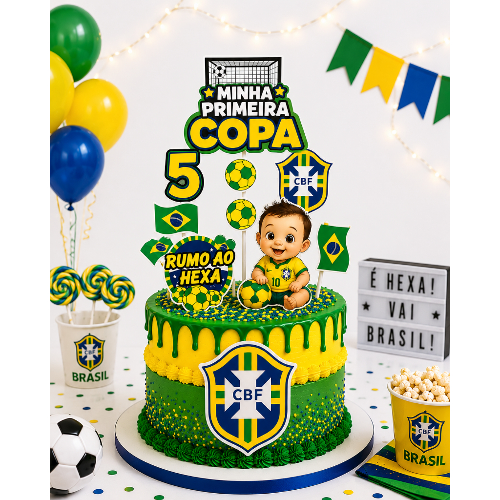 Topper de Bolo / Topo de Bolo Personalizado Nome + Idade / Tema Copa do ...