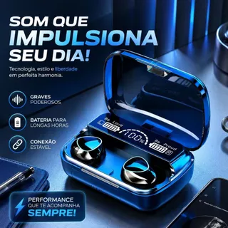 Fone de Ouvido TWS M10 Bluetooth Sem Fio Estéreo com Power Bank Integrado