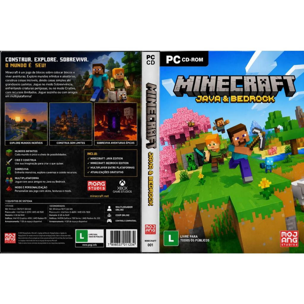 jogo offline Minecraft Java and Bedrock Edition PC ou Notebook Pen ...