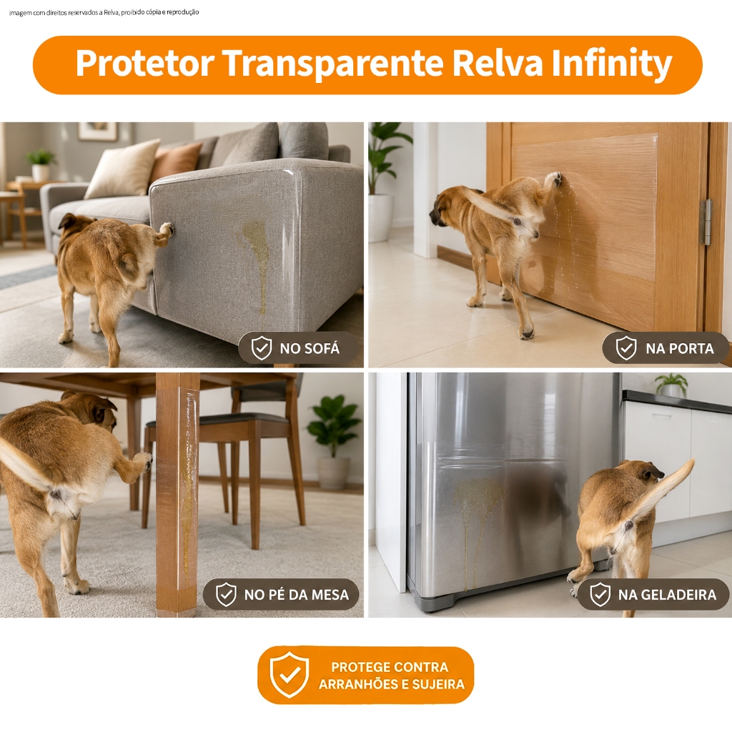 Adesivo Protetor de Sofá Anti Xixi Urina de Cachorro Invisível Estética do seu Móvel 34x200cm