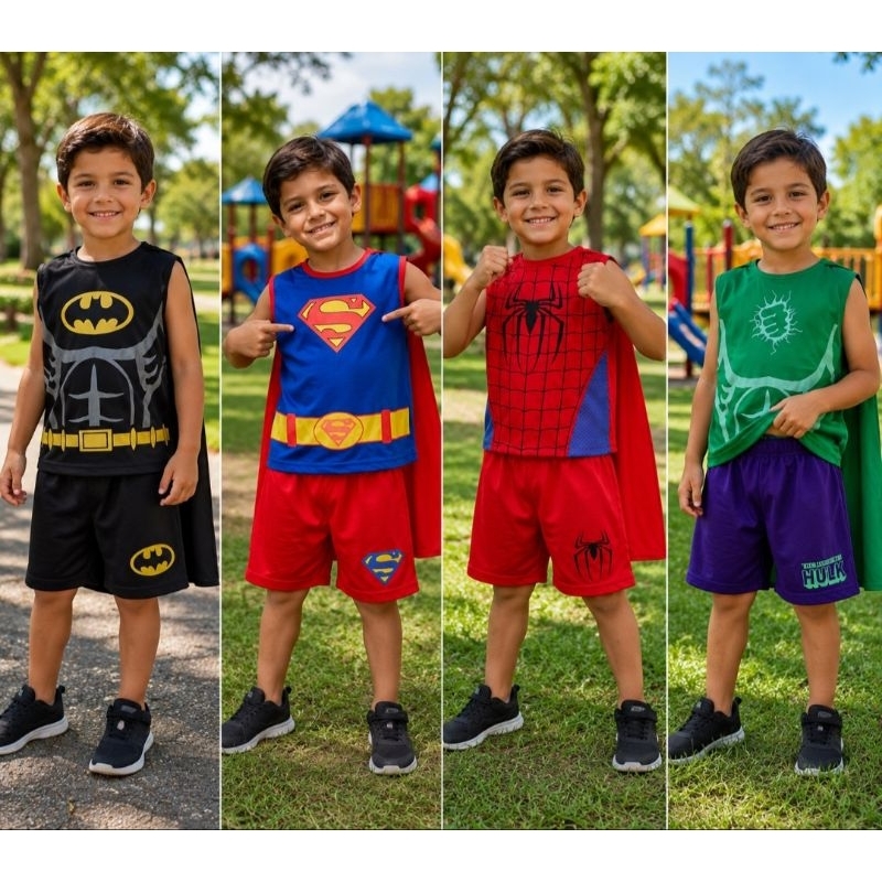 Fantasia Infantil Super Herói (Tam.2 ao 10 Diversos Personagens)