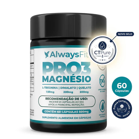 Pro3 Magnésio AlwaysFit Magnésio Dimalato Magnésio Quelato L Treonina 60 Cápsulas