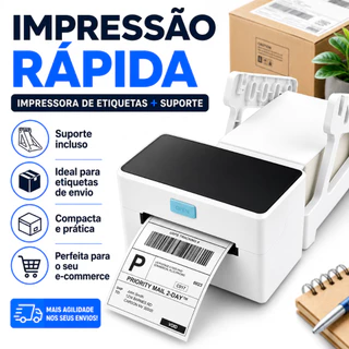 Impressora De Etiqueta Termica com suporte Portatil Branco Sem Ribbon 110mm Usb impressão rápida Alta definição