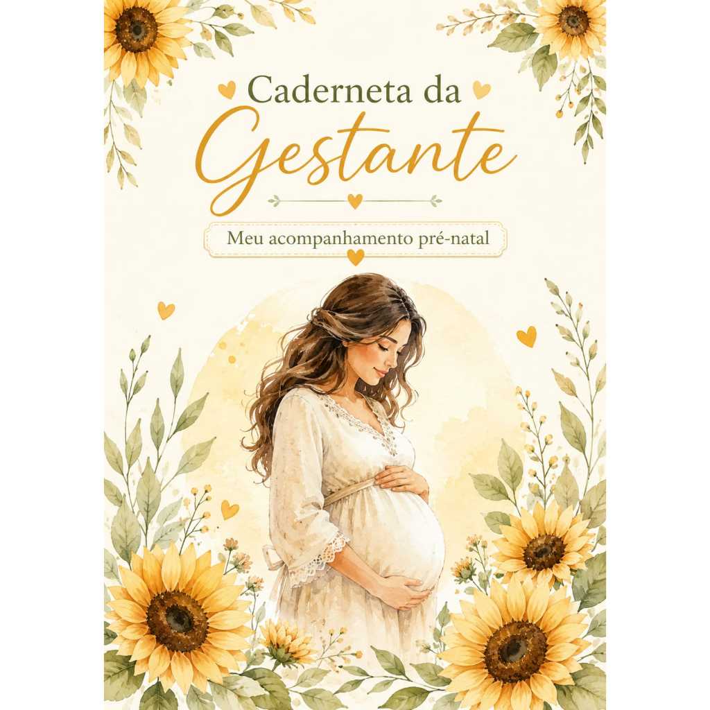 Caderneta da Gestante Personalizada — Girassóis