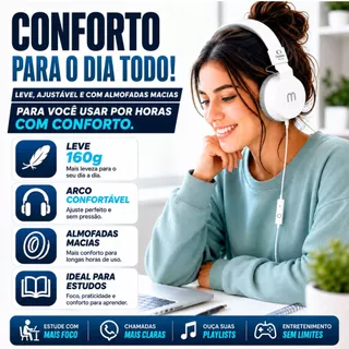 fone Headset Com Fio P2 3,5mm Com Microfone Dobrável Ajustável Para Celular Notebook PC