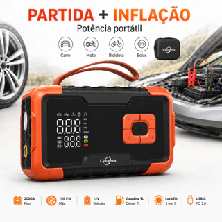 Auxiliar De Partida Ferramenta Automotiva Multifuncional Compressor Digital 150PSI Calibrador de Pneus Portátil com Luz