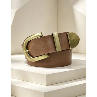Cinto Feminino Largo 5cm Fivela Ouro Velho Com Ponteiras- envio imediato
