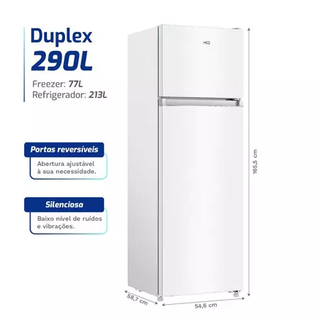 Geladeira Refrigerador HQ Defrost 290 Litros Branco HQ 290RDF