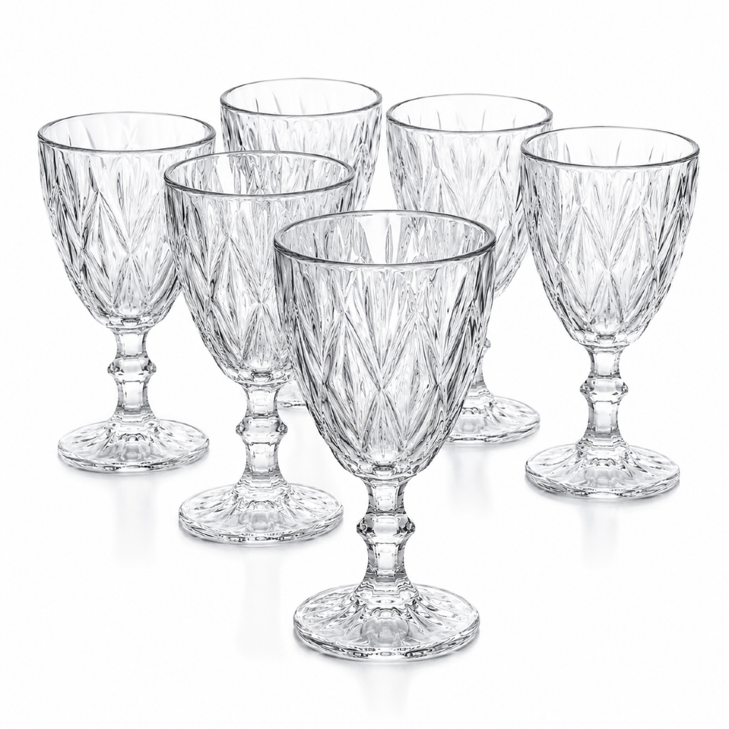 Jogo Taças Vidro Diamond Bico Jaca Abacaxi Conjunto Taça Para Água Vinho Tinto Suco Diamante