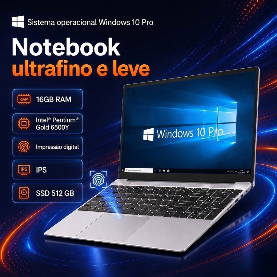 Notebook Gamer 15,6" HD 1080 N156 Intel Celeron 12GB RAM 512GB SSD Windows 10 5G LTE Wi-Fi Notebook-Full HD IPS Lumina