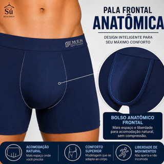 5 Cuecas Boxer Masculina Poliamida Algodão Cós Elástico Revestido Confortável