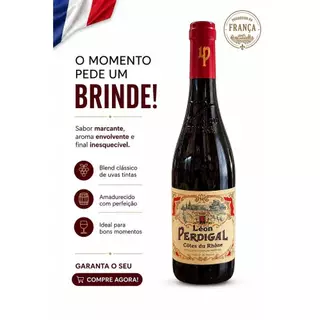 Vinho Tinto Francês León Perdigal Côtes du Rhône 750ml | Vinho Importado Francês