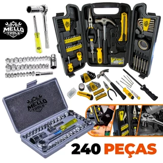 Kit Jogo de Ferramentas 240 Peças com Maleta Completa + Jogo De Soquetes