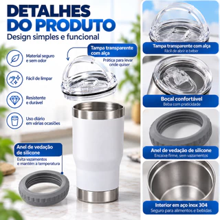 Copo Térmico Aço Inox Porta Bebida Latinha Conserva Gelado Drink isolada 420 ml