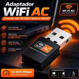 Adaptador Wi-Fi USB 2.4GHz Plug & Play Com Conexão Estável E Compatível Com PC E Notebook