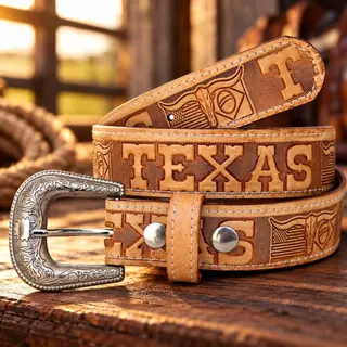 Cinto de couro Estilo Western Original TEXAS com Fivela Reforçada de Alta Qualidade Unissex Masculino e Feminino