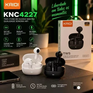 Fone De Ouvido Sem Fio Bluetooth 5.0 Tws Preto HiFi Kaidi KNC4227