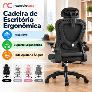 Cadeira Ergonômica De Escritório 3 Níveis De Ajuste Suporta 180kg Para Trabalho Em Casa