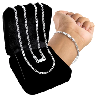 Kit Corrente + Pulseira Cordão Colar Masculino Prata 925 Grumet Fina 2mm Escama De Peixe 70cm 60cm