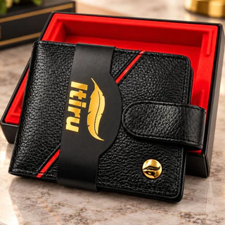 Carteira Masculina Couro Fino Legitimo Luxo Cor Preto Premium ITIRU Presente porta Documentos Genuíno