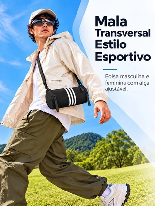 JAMI JAMI Bolsa de Ombro e Transversal com Listras Estilo Esportivo Casual Alça Ajustável e Zíper TM9521