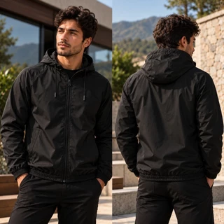 Jaqueta Corta Vento Adulto Masculina – Impermeável com Capuz