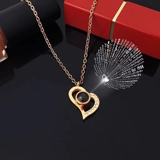 Rosa Eterna em Caixa de Presente com Colar Eu te amo em 100 idiomas Presente de Dia dos Namorados