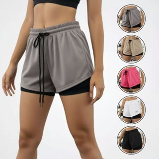 Shorts Compressão 2 Em 1 Feminino Bermuda Para academia Caminhadas E Corrida