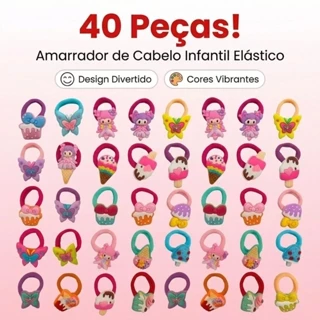 ANA 1108 Kit 40 unidades Lacos de Bico de pato/Tic tac+ Rabico Com Desenho de Silicone Infantil Acessórios Para Cabelo em Oferta na Shopee