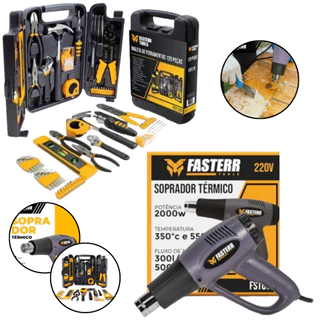 Kit Soprador Térmico 220V FST078 2000W + Jogo de Ferramentas 129 Peças - Fasterr em Oferta na Shopee