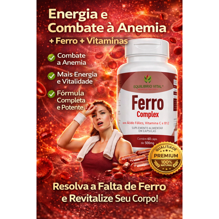 Ferro Complex 500mg 60 Cápsulas | Ferro + Vitaminas para Energia e ...