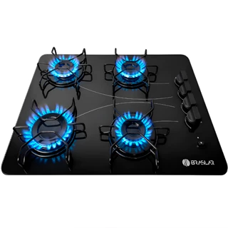 Fogão Cooktop 4 Bocas a Gás Ultra Chama 127V/220V Bivolt Acendimento Automático Vidro Braslar em Oferta na Shopee