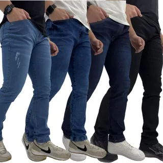 Kit com 4,3 e 2 Calças Jeans Masculina Slim Fit Premium Lycra full