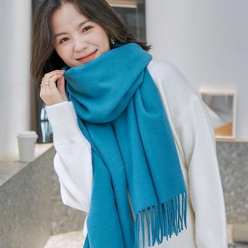 Cachecol Pashmina Grosso 230g Liso com Franjas – Quente e Elegante para ...