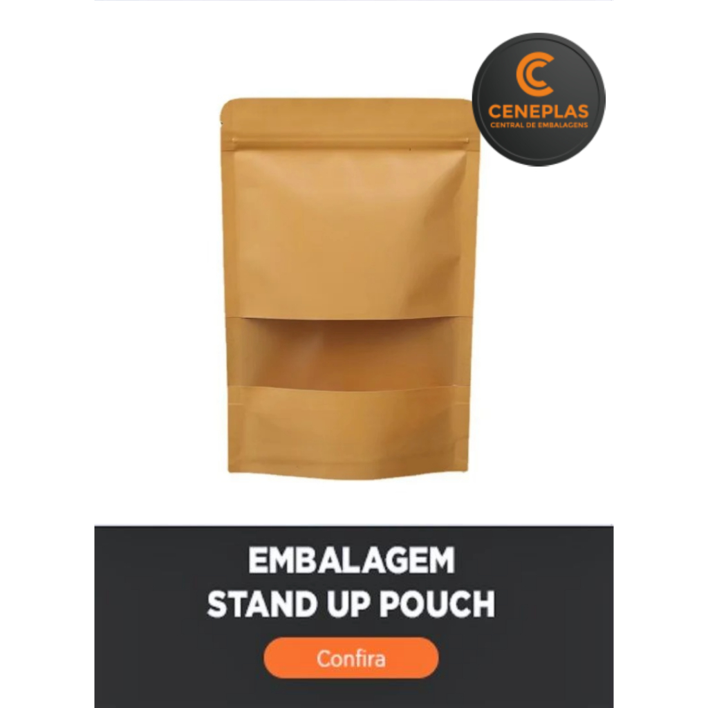 Embalagem Stand up 10x15 com ZIP - CeneUp Kraft Visor | Shopee Brasil