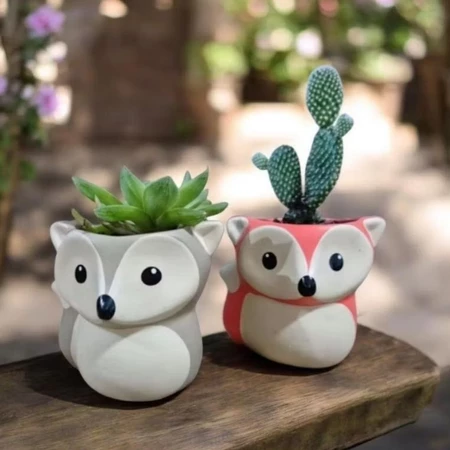 Vaso Raposinha kit 2 peças não acompanha arranjos