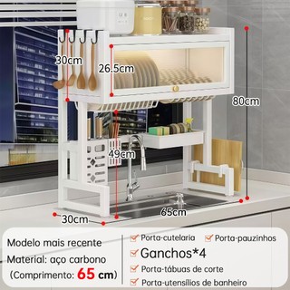 3 camadas/2 camadas Escorredor De Louça 65/85/105cm Cozinha Suspensa Pia Rack Organizador Estante poeira porta armário