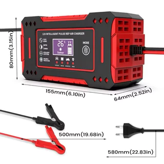 Carregador de Bateria Automotiva 12V 6A Inteligente com Display LCD | Função Reparo Pulso | Carro Moto