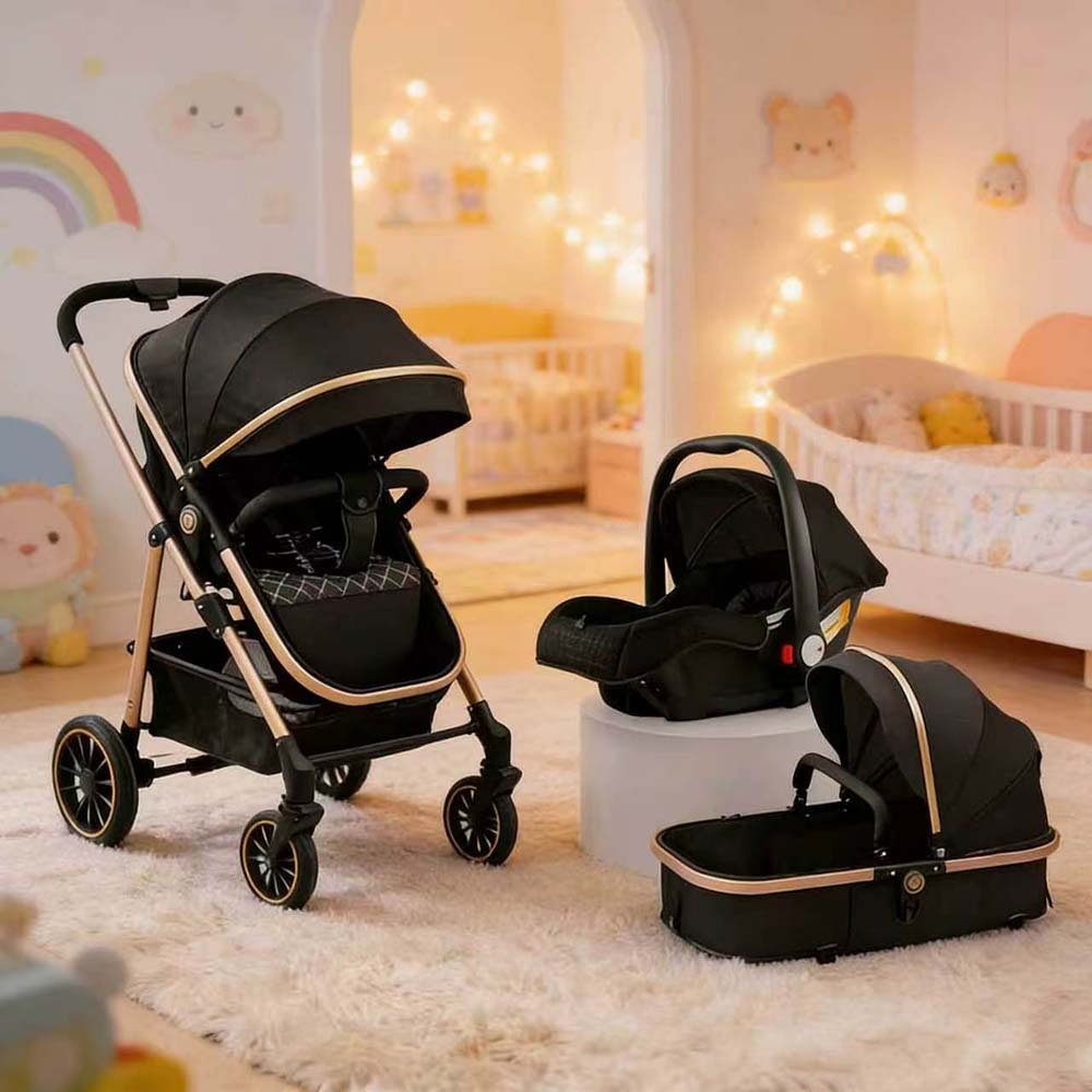 Carrinho de Bebê 3 em 1 Luxuoso | Moisés + Bebê Conforto + Base ...