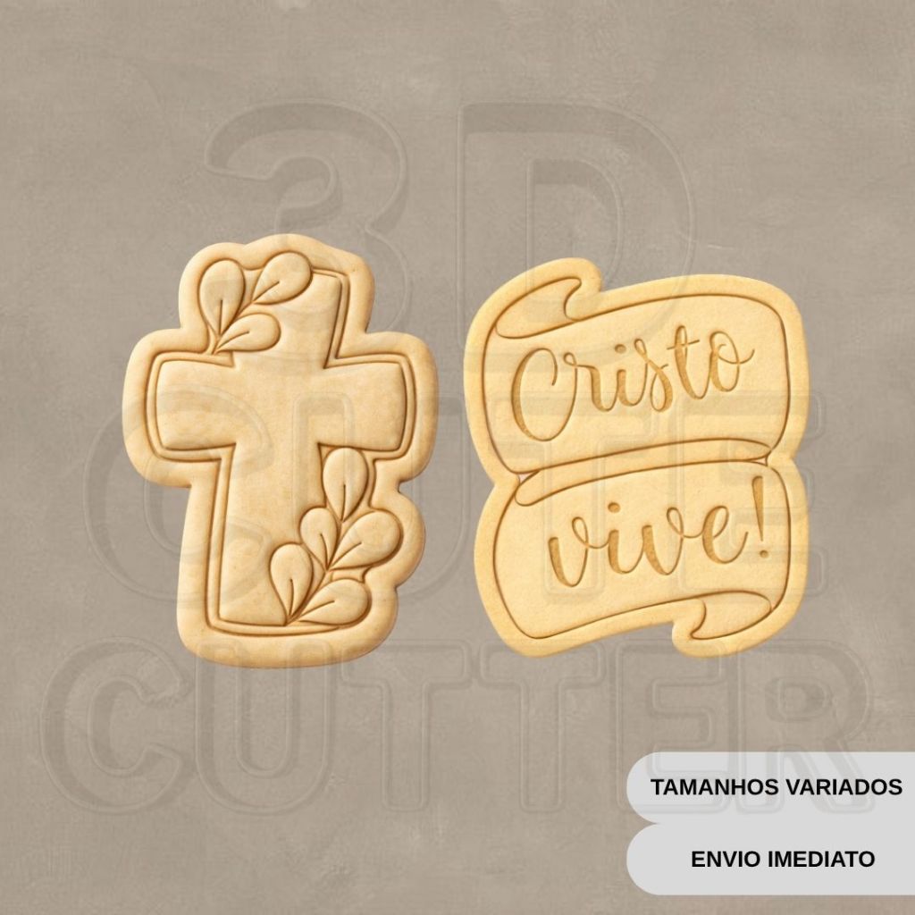 kit Cortador e Marcador de Biscoito Páscoa Cristo Vive