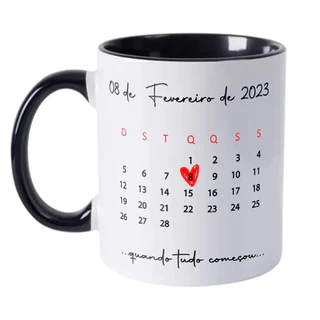 Caneca de Calendário Personalizada com foto e data | dia dos Namorados, Casamento, aniversário