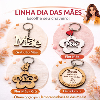 Kit Lembrancinha Dia das Mães Chaveiro Mdf Branco Diversos Modelos em Oferta na Shopee
