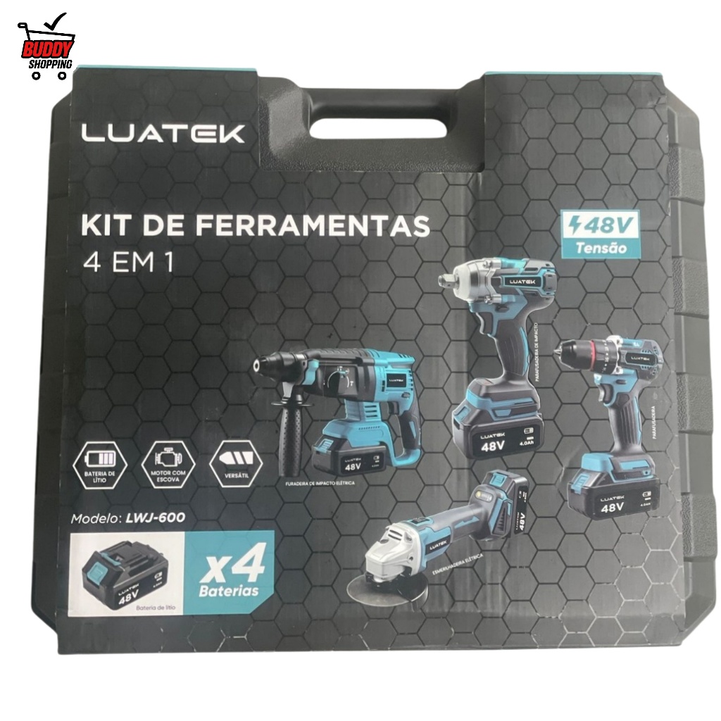ルヴィ 4点セット Jogo de Ferramentas 4 em 1 Sem Fio 48V com 4 Baterias