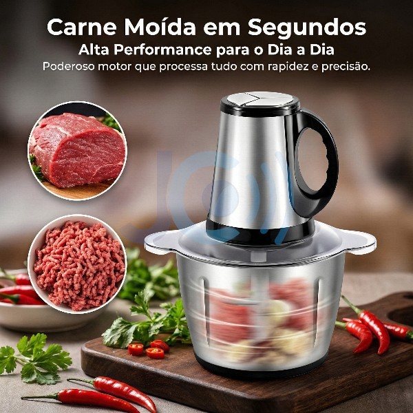Multiprocessador Elétrico c/ Alça 2L e 3L Picador de Carne, 