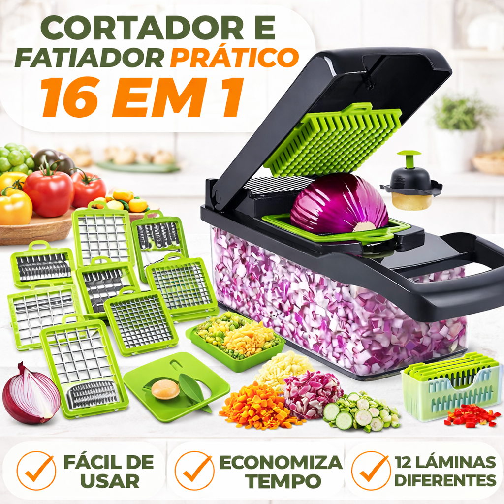 Cortador de Legumes 16 em 1 Fatiador Multifuncional Triturad