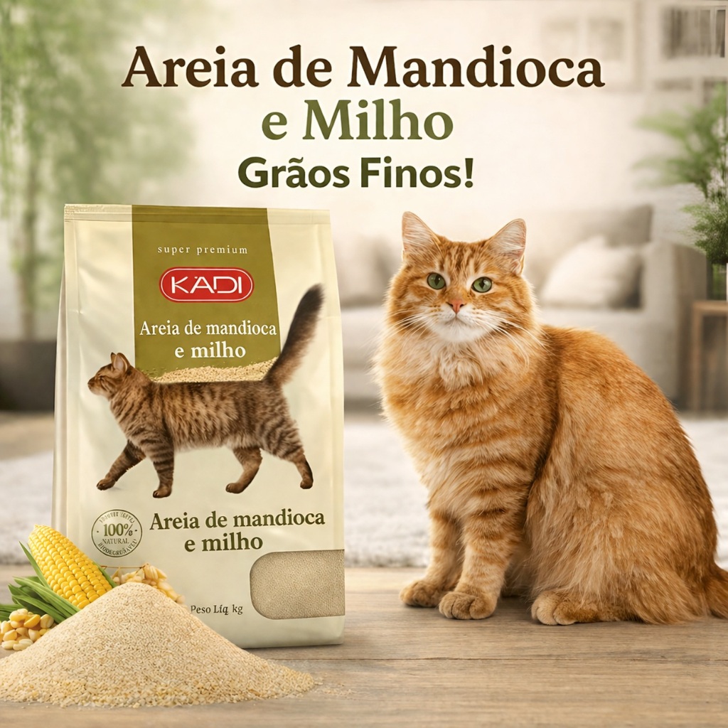 Areia de Mandioca e Milho para Gatos 4kg | Shopee Brasil