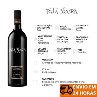 Vinho Tinto Espanhol Pata Negra Oro Tempranillo 750ml